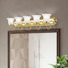 Neptune 5-Light 8-in Polished Brass Bell Vanity Light Neptune 5-Light 8-in Polished Brass Bell Vanity Light