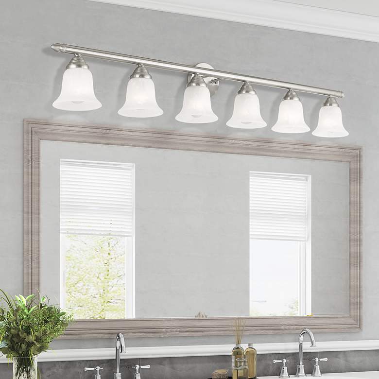 Image 1 Neptune 6-Light 8-in Brushed Nickel Bell Vanity Light