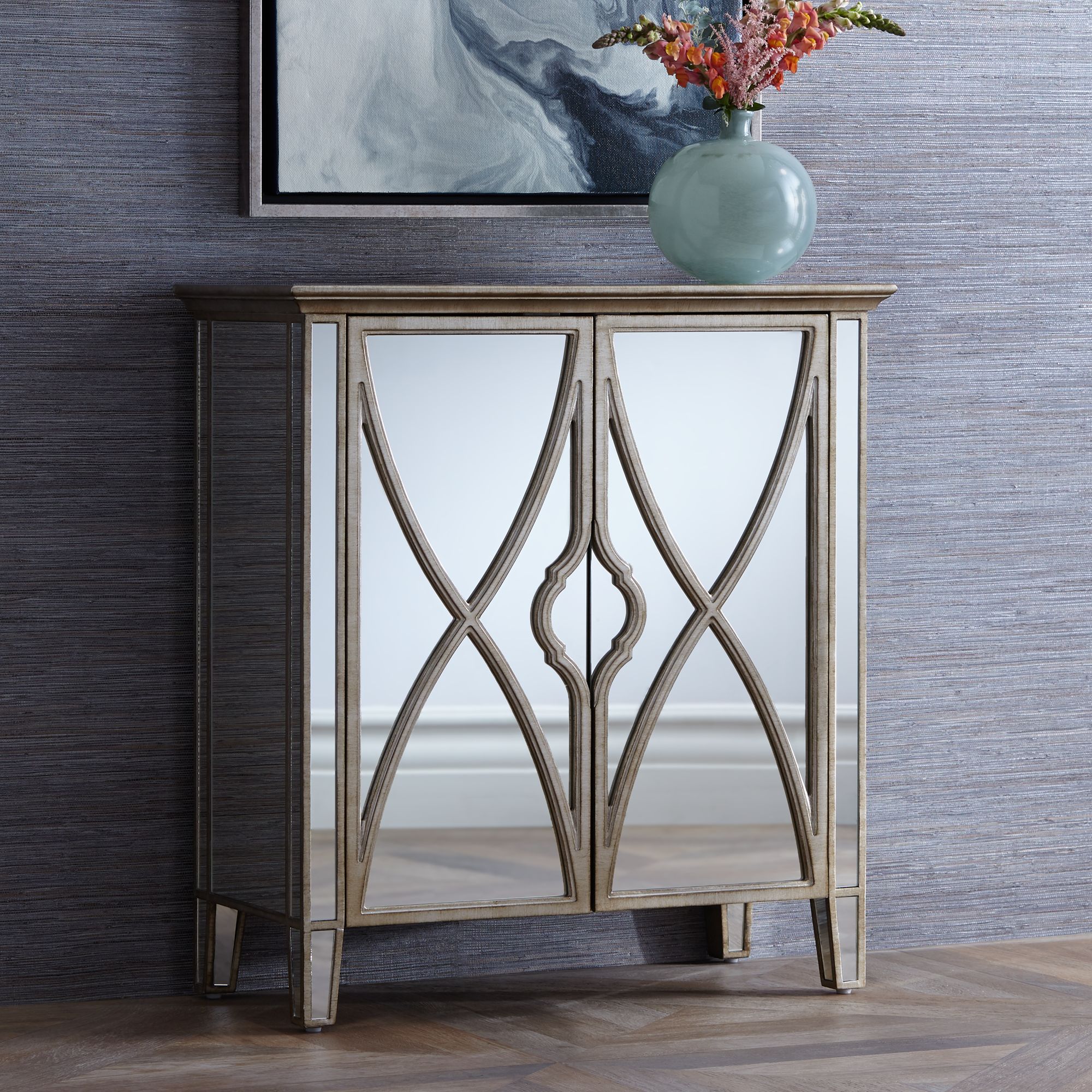 Mirrored door on sale accent cabinet