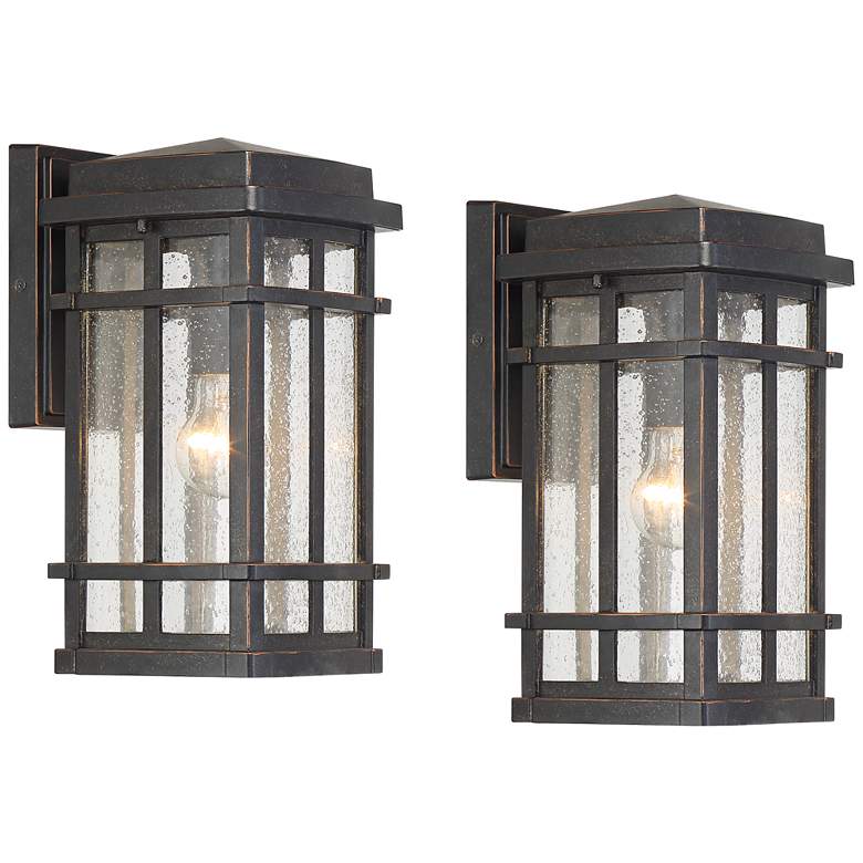 Image 2 Neri 12 1/2"H Mission Oil-Rubbed Bronze Outdoor Wall Light Set of 2