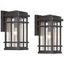 2_Neri 12 1/2"H Mission Oil-Rubbed Bronze Outdoor Wall Light Set of 2