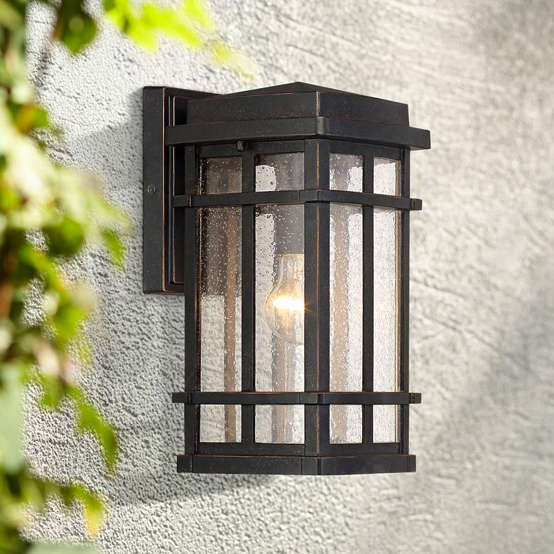 Image 7 Neri 12 1/2"H Mission Oil-Rubbed Bronze Outdoor Wall Light Set of 2 more views