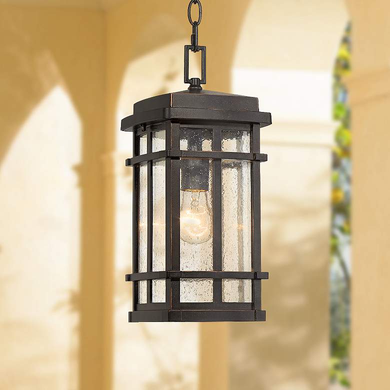 Image 1 Neri 14 1/2 inch High Oil-Rubbed Bronze Outdoor Hanging Light