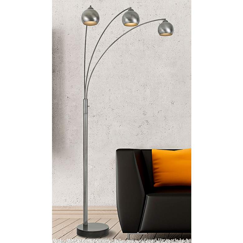 Image 1 Nero Antiqued Silver 3-Light Arc Floor Lamp