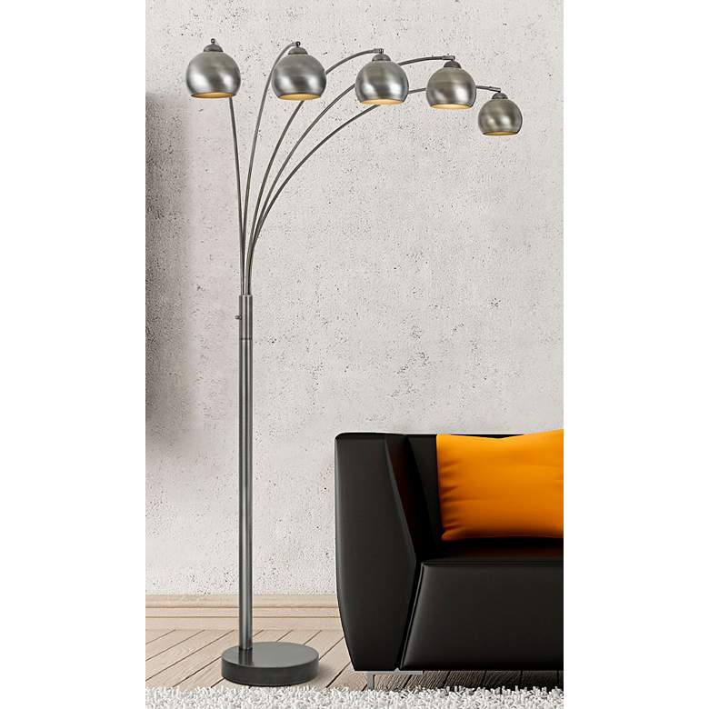 Image 1 Nero Antiqued Silver 5-Light Arc Floor Lamp