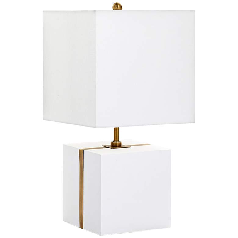 Image 1 Neso Square Brass Stripe White Plaster Table Lamp
