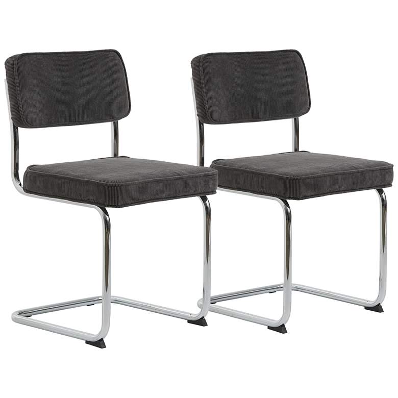 Image 1 Nessa Gray Corduroy Accent Chairs Set of 2