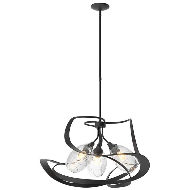 Image 1 Nest 30.6" Wide Black Pendant With Clear Glass Shade