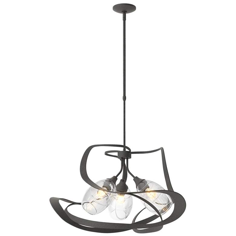 Image 1 Nest 30.6" Wide Natural Iron Pendant With Clear Glass Shade