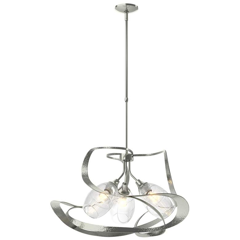 Image 1 Nest 30.6" Wide Sterling Pendant With Clear Glass Shade