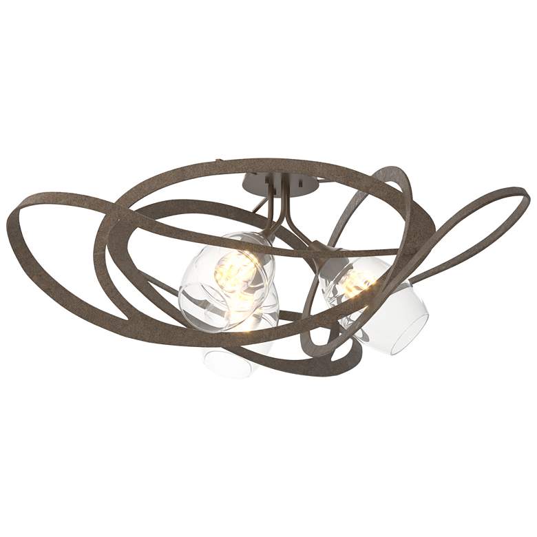 Image 1 Nest 37.2" Wide Bronze Semi-Flush With Clear Glass Shade