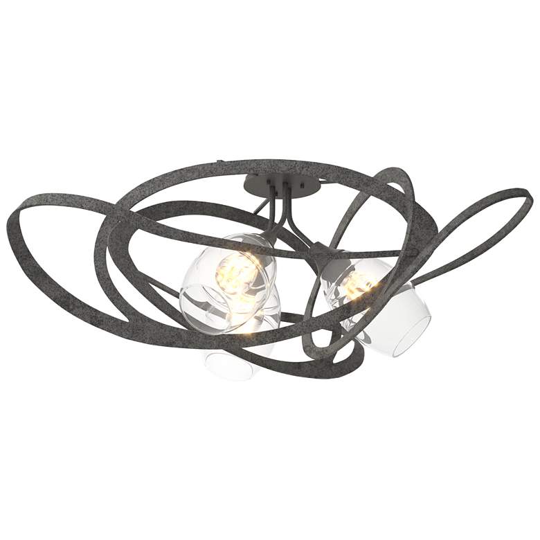 Image 1 Nest 37.2" Wide Natural Iron Semi-Flush With Clear Glass Shade