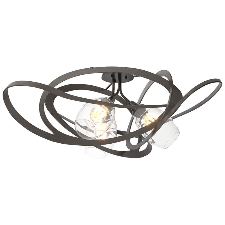 Image 1 Nest 37.2" Wide Oil Rubbed Bronze Semi-Flush With Clear Glass Shade