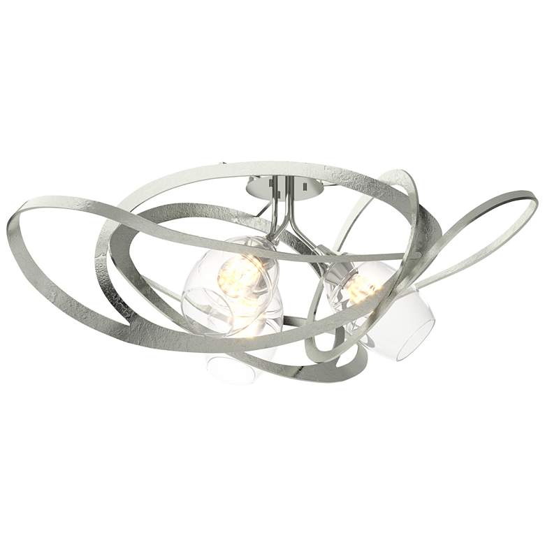 Image 1 Nest 37.2" Wide Sterling Semi-Flush With Clear Glass Shade