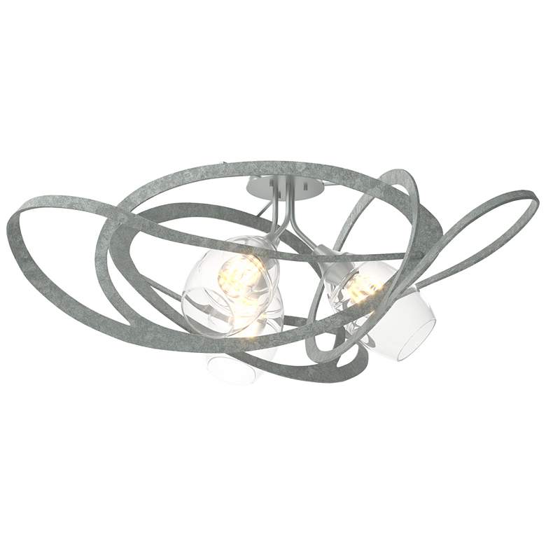 Image 1 Nest 37.2" Wide Vintage Platinum Semi-Flush With Clear Glass Shade