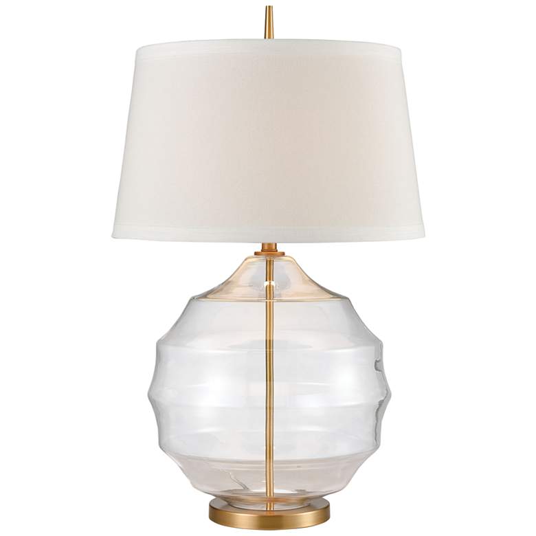 Image 1 Nest Clear Glass and Matte Brushed Gold Metal Table Lamp