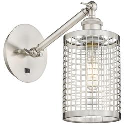 Nestbrook 12&quot;High Satin Nickel Wall Sconce With Satin Nickel Shade