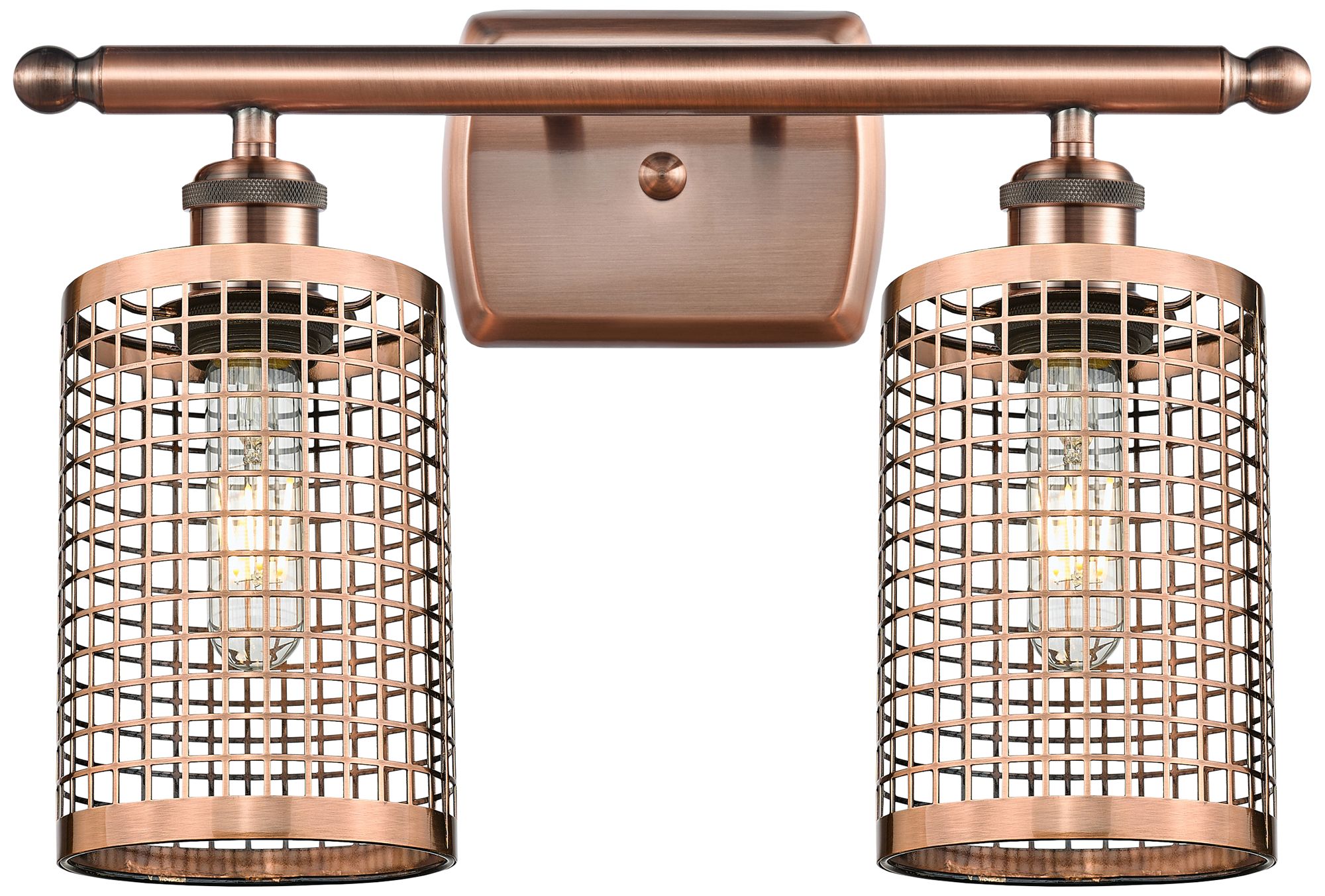 Nestbrook 16"W 2 Light Antique Copper Bath Light With Antique Copper S ...