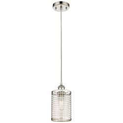 Nestbrook 4.75&quot;W Polished Nickel Corded Pendant With Polished Nickel S