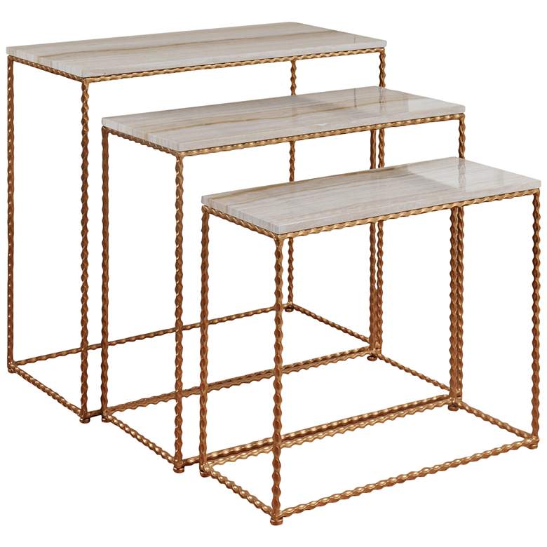 Image 1 Nested Petite Gold Powder Coated 27 inchW Console Table Set of 3