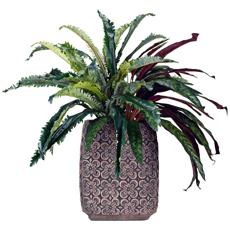 Image 1 Nestle Fern and Peacock Plant 32 inch High Faux Plant