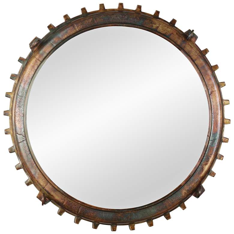 Image 1 Neston III Copper and Vintage Brass 26 inch Round Wall Mirror