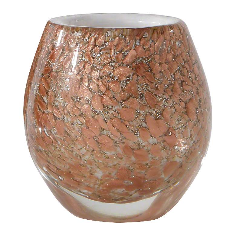 Image 1 Net Copper Fragment 5 1/2 inch High Art Glass Metallic Vase