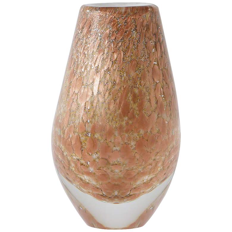 Image 1 Net Copper Fragment 7 3/4 inch High Art Glass Metallic Vase