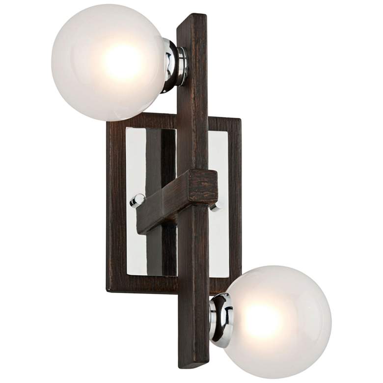 Image 1 Network 12"H Bronze and Polished Chrome 2-Light Wall Sconce