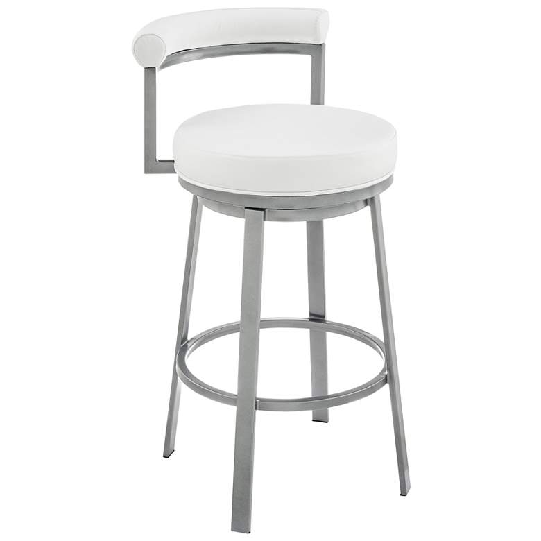 Image 1 Neura 26 in. Swivel Barstool in Cloud Finish with White Faux Leather