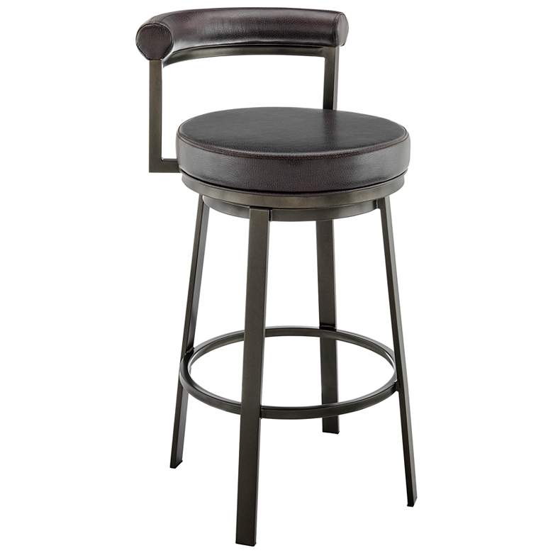 Image 1 Neura 26 in. Swivel Barstool in Mocha Finish with Brown Faux Leather