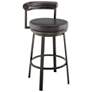 Neura 26 in. Swivel Barstool in Mocha Finish with Brown Faux Leather