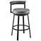 Neura 30 in. Swivel Barstool in Black Finish with Grey Faux Leather