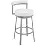 Neura 30 in. Swivel Barstool in Cloud Finish with White Faux Leather