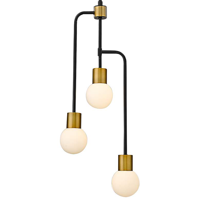 Image 3 Neutra 11 3/4"W Matte Black and Foundry Brass 3-Light Mini Chandelier more views