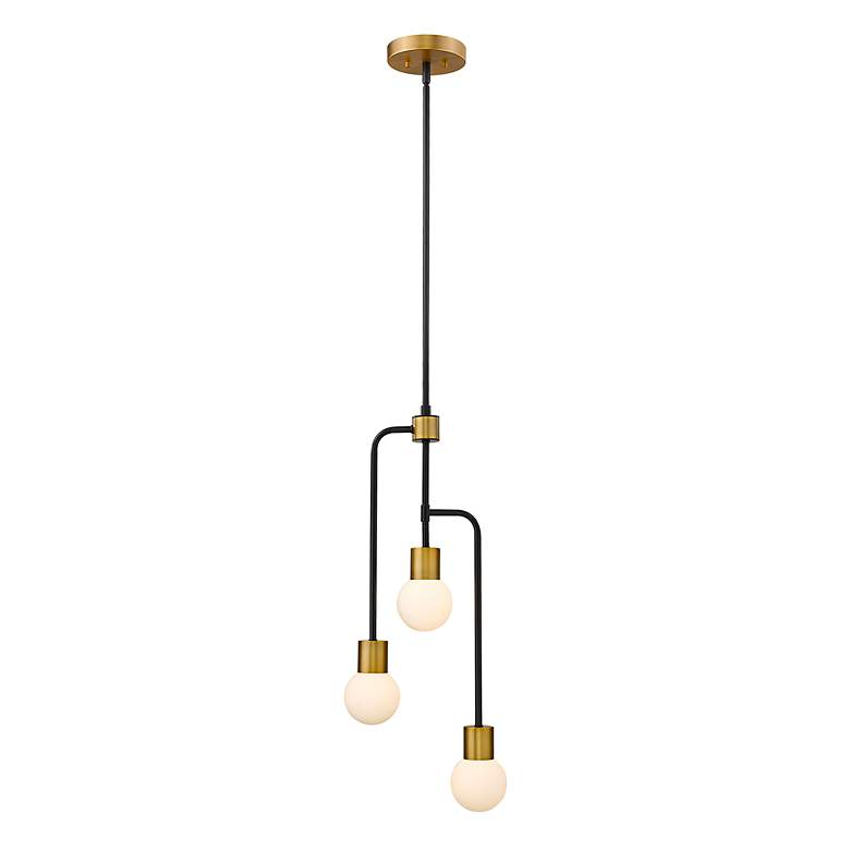 Image 3 Neutra 11 3/4 inchW Matte Black and Foundry Brass 3-Light Mini Chandelier more views