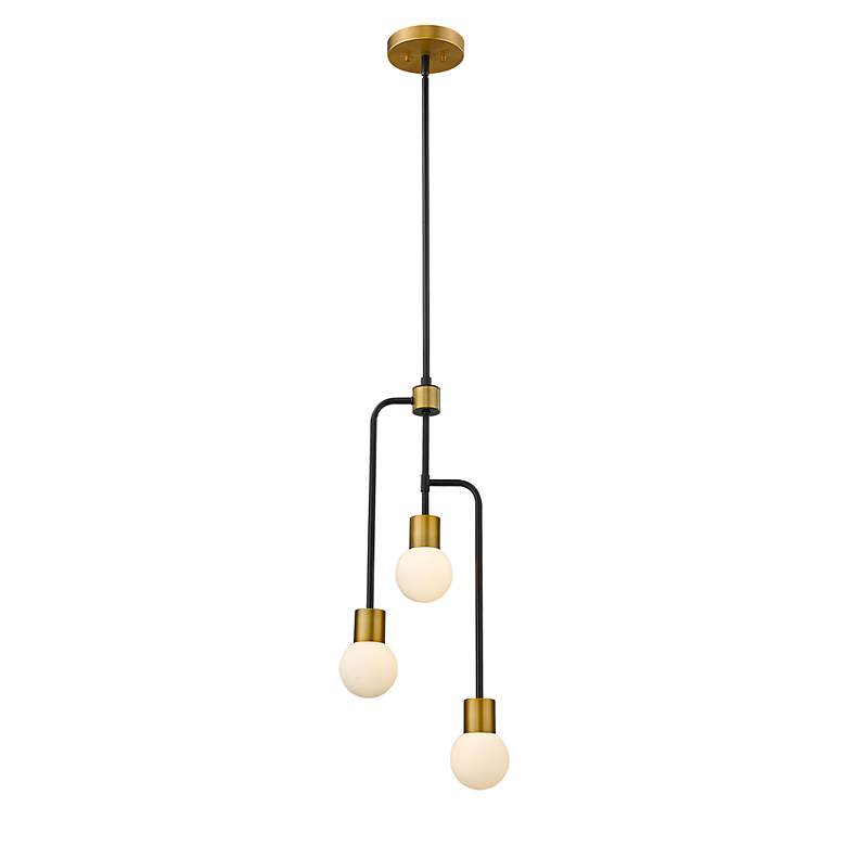 Image 4 Neutra 11 3/4 inchW Matte Black and Foundry Brass 3-Light Mini Chandelier more views