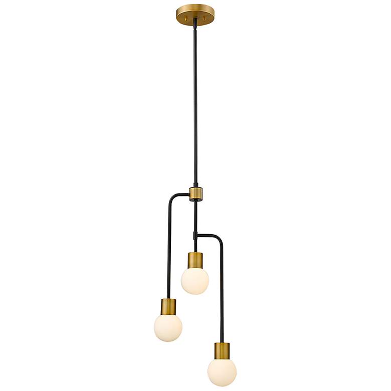Image 5 Neutra 11 3/4"W Matte Black and Foundry Brass 3-Light Mini Chandelier more views