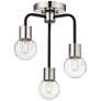 2_Neutra 14" Wide Polished Nickel 3-Light Ceiling Light