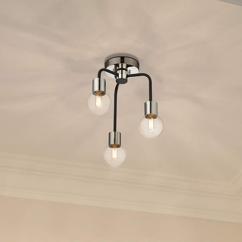 Image 1 Neutra 14" Wide Polished Nickel 3-Light Ceiling Light