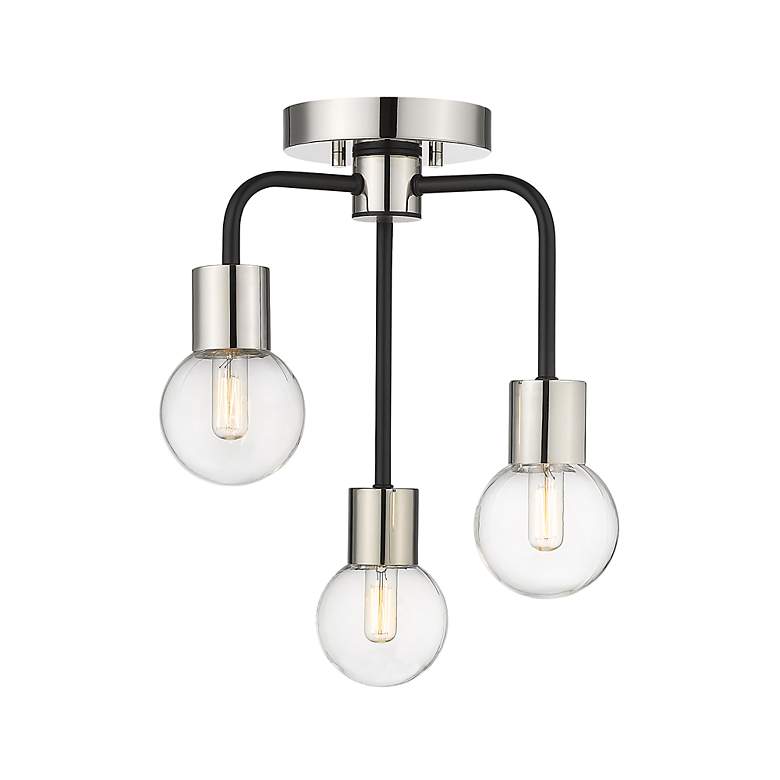 Image 5 Neutra 14" Wide Polished Nickel 3-Light Ceiling Light more views