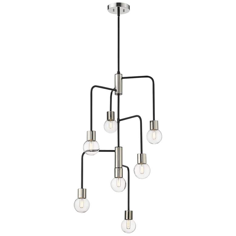 Image 1 Neutra 22 1/2" Wide Matte Black and Polished Nickel 7-Light Chandelier