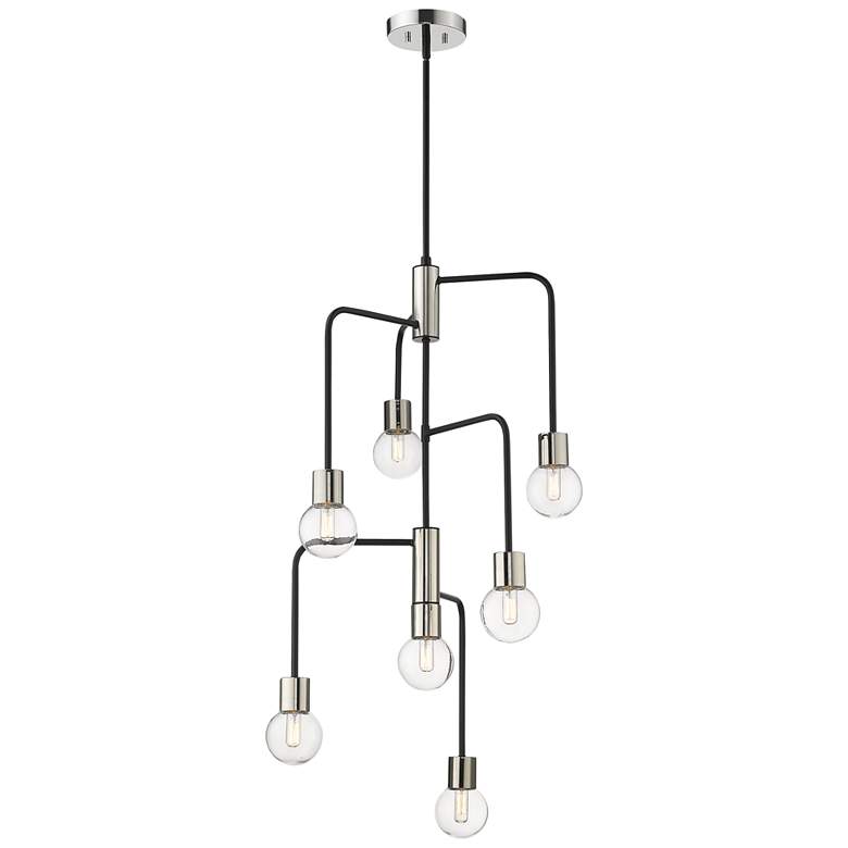 Image 1 Neutra 22 1/2 inch Wide Matte Black and Polished Nickel 7-Light Chandelier