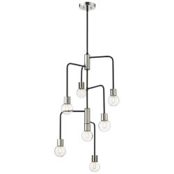 Neutra 22 1/2" Wide Matte Black and Polished Nickel 7-Light Chandelier