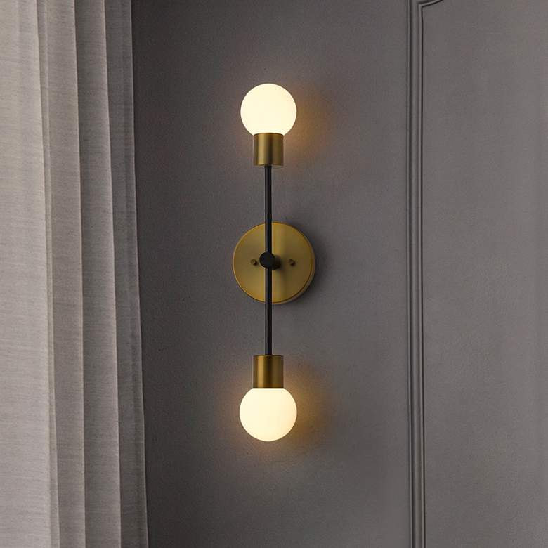 Image 1 Neutra 25 1/2"H Foundry Brass and Black 2-Light Wall Sconce