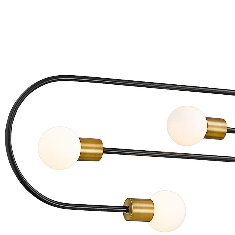 Image 3 Neutra 56"W Matte Black Foundry Brass 7-Light Kitchen Island Pendant more views