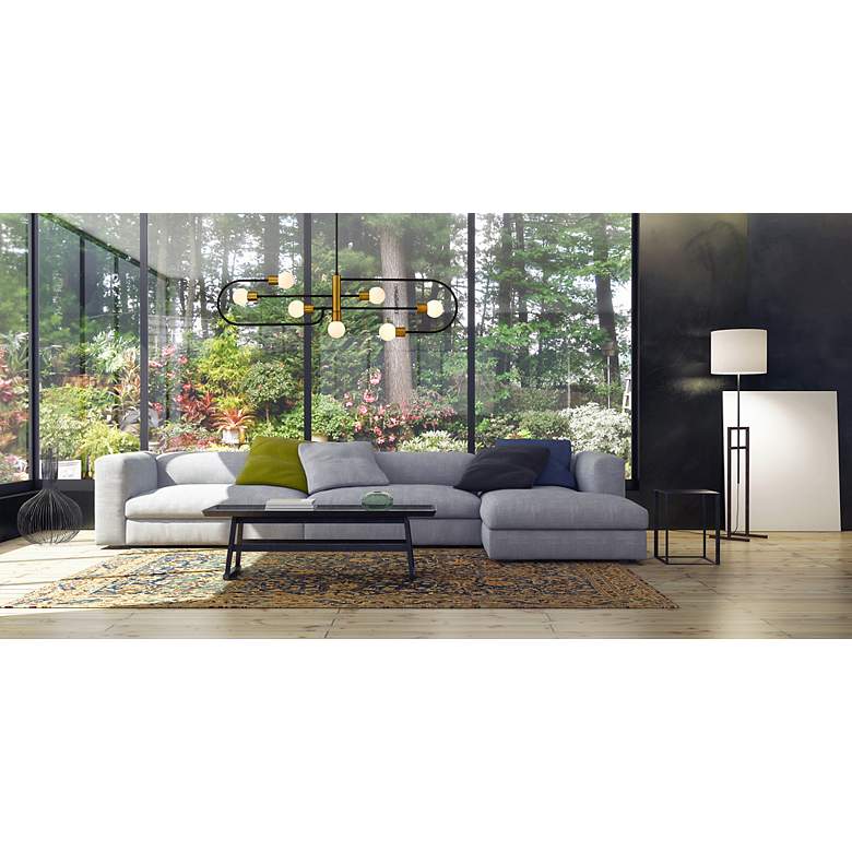 Image 6 Neutra 56"W Matte Black Foundry Brass 7-Light Kitchen Island Pendant more views
