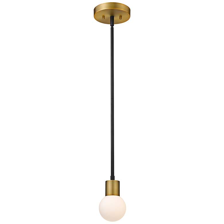 Image 1 Neutra 6" Wide Matte Black and Foundry Brass Mini Pendant