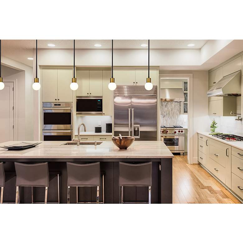 Image 2 Neutra 6" Wide Matte Black and Foundry Brass Mini Pendant more views