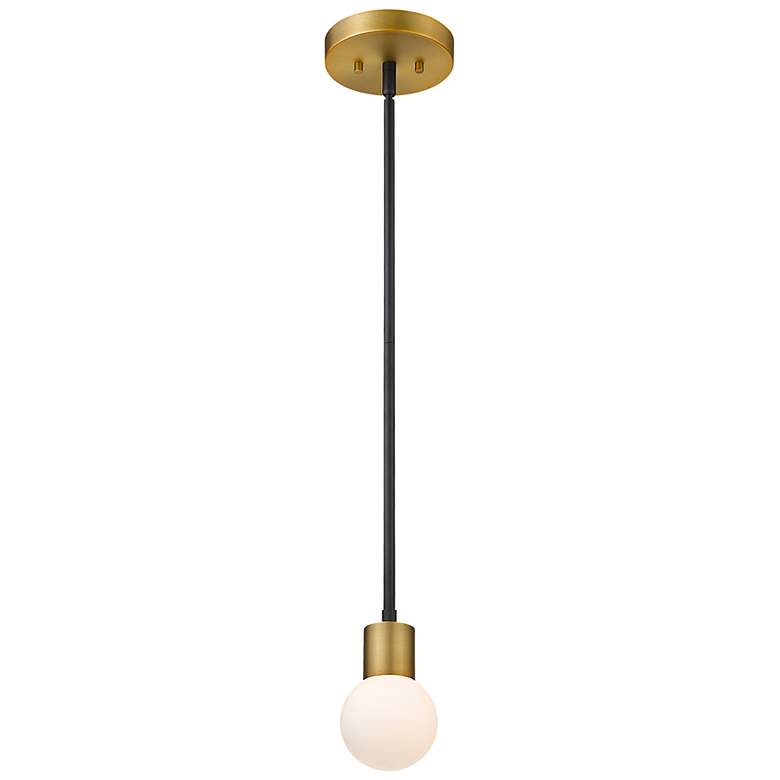 Image 5 Neutra 6" Wide Matte Black and Foundry Brass Mini Pendant more views